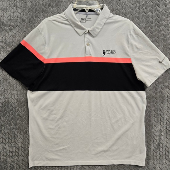 Nike Golf Dri Fit Wailea Maui Hawaii Polo Shirt Mens XL Colorblock Coral White - Picture 1 of 10